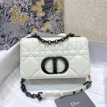 DIOR white Quilted Macrocannage Calfskin SMALL DIOR CARO BAG