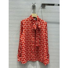 VALENTINO TOILE ICONOGRAPHE CREPE DE CHINE BLOUSE red 2022 