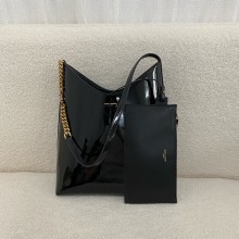 SAINT LAURENT RENDEZ-VOUS mini hobo bag in patent leather black 2024(original quality)