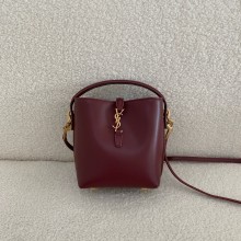 Saint Laurent le 37 mini in shiny leather ROUGE MERLOT(original quality)
