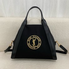 SAINT LAURENT RIVE GAUCHE bowling tote in canvas black 2024(original quality)
