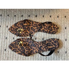 Saint Laurent  leopard-print TANGER slides in satin crepe 2024
