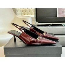 Saint Laurent Carine 55 patent leather slingback pumps burgundy 2024