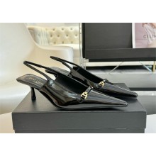 Saint Laurent Carine 55 patent leather slingback pumps black 2024