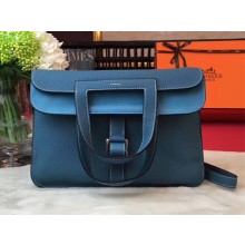 Hermes Halzan Tote Bag in Original Togo Leather Galicia Blue