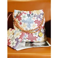 Chanel Multicolour Lace Patchwork & Gold-Tone Metal 22 Small Handbag AS3261 2024