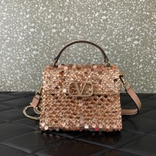 valentino MINI VSLING EMBROIDERED HANDBAG pink 2024