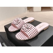 Chanel dots leather mules with Camellia pink 2024