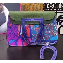 Hermes Halzan Tote Bag in Original Togo Leather Dark Green/Blue
