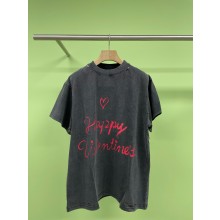 Balenciaga Women's Lipstick Valentines T-shirt Oversized in black Faded 2025