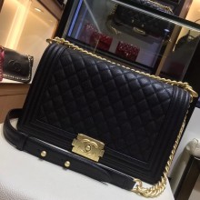 chanel new medium le boy bag black in caviar leather with gold hardware