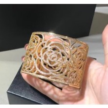 Chanel Cut-Out Camellia Cuff/Bracelet Gold 2018