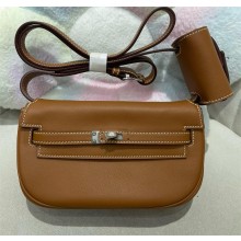 hermes handmade kelly moove bag in swift leather brown (original quality)