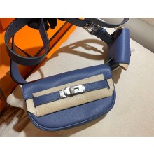 hermes handmade kelly moove bag in swift leather bleu brighton(original quality)