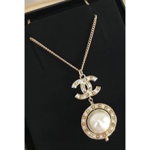 Chanel CC Pearl Pendant Necklace Gold 2018
