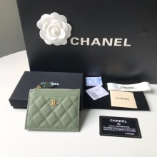 Chanel A84105 Classic Card Holder w/ Coin Purse ARMY GREEN