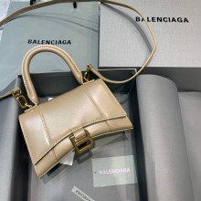 BALENCIAGA Hourglass XS Handbag in gray shiny box calfskin 2022