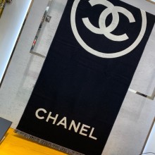 chanel logo printed cashmere scarf black 2022