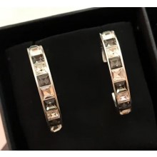 Chanel Square Loop Stud Earrings Black 2018
