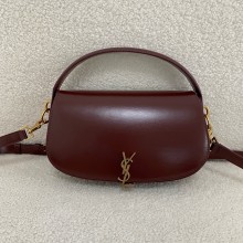 Saint Laurent VOLTAIRE BOX Leather Shoulder Bag 787671 Burgundy 2024(ORIGINAL QUALITY)