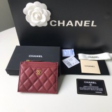 Chanel A84105 Classic Card Holder w/ Coin Purse BURGUNDY