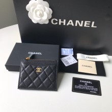 Chanel A84105 Classic Card Holder w/ Coin Purse Black/GOLD