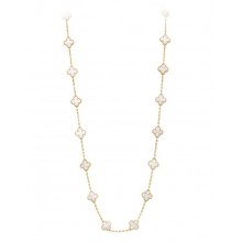 Van Cleef & Arpels Onyx Vintage Alhambra Necklace white/gold