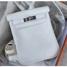 hermes handmade Kelly Jump Backpack in swift leather WHITE(original quality)