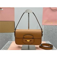 miu miu Penny leather bag 5BD270 COGNAC 2024