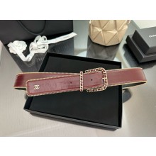 chanel 4cm Calfskin & Metal BURGUNDY & Gold Belt AAA453 2024