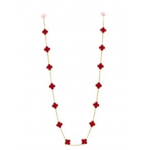 Van Cleef & Arpels Onyx Vintage Alhambra Necklace red/gold