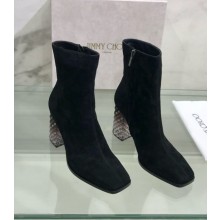 Jimmy choo thick heel suede leather in black heel 8.5cm 2024  