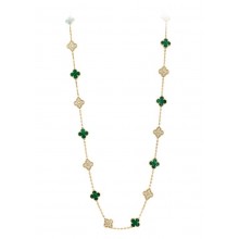 Van Cleef & Arpels Onyx Vintage Alhambra Necklace green with gold diamonds