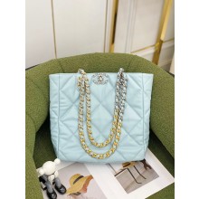 CHANEL Blue LAMBSKIN 19 Shopping Bag AS3519