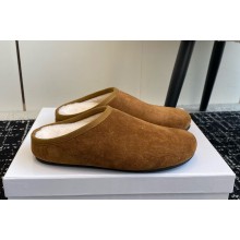 The row women's flat slippers suede leather brown 2024