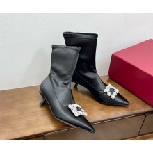 Roger Vivier ters viv women's silk pointed boots-black heel 5.5cm 02 2024