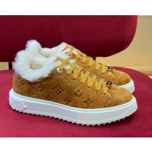 louis vuitton Women’s Time Out Sneakers with shearling yellow 2024 