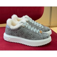 louis vuitton Women’s Time Out Sneakers with shearling grey 2024 