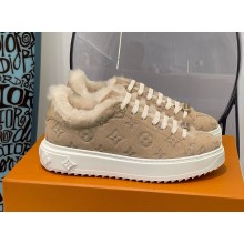 louis vuitton Women’s Time Out Sneakers with shearling beige 2024 