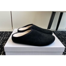 The row women's flat slippers suede leather black 2024