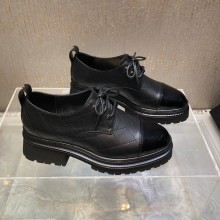 chanel heel 4cm calfskin&patent lace-up shoes G45075 black 2023