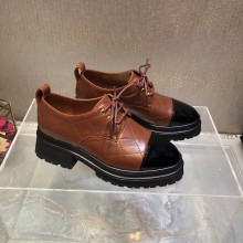 chanel heel 4cm calfskin&patent lace-up shoes G45075 burgundy 2023