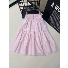 CHANEL Cotton Poplin Pink & White Skirt P76271 2024 SS