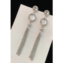 Chanel Glass and Resin Tassel Earrings A58206 Silver 2018