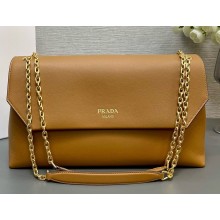 Prada Crossbody & Shoulder Bags Calfskin Cowhide Sheepskin Chains Caramel 1BD367 2024