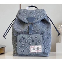 Louis Vuitton Montsouris Backpack Bag in Monogram Washed Denim coated canvas M22534 2023