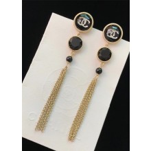 Chanel Glass and Resin Tassel Earrings A58206 Black/Gold 2018