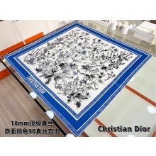 Dior White and blue Silk Twill Chardons 90 Square Scarf 2025