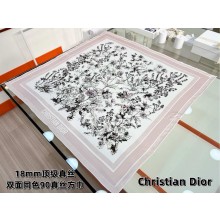 Dior White and Powder Pink Silk Twill Chardons 90 Square Scarf 2025