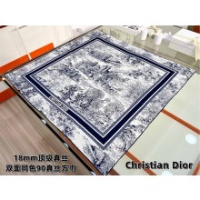 Dior White and NAVY blue Silk Twill Toile de Jouy Scotland 90 Square Scarf 2025